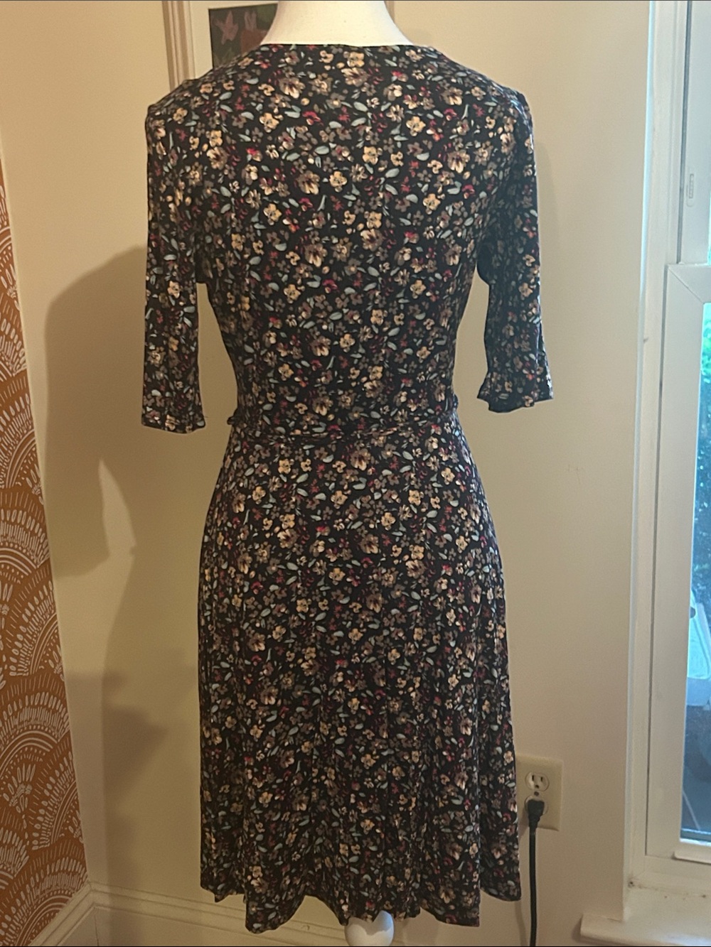 Gilli Black Floral Wrap Dress with Multicolor Blossoms - Picture 5 of 6